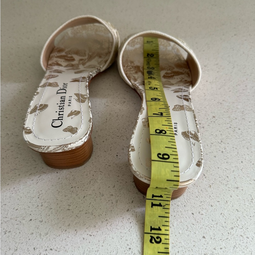 SOLD Christian Dior Dway Heeled Slides EU 37 US 7 White and Gold - Picture 9 of 10